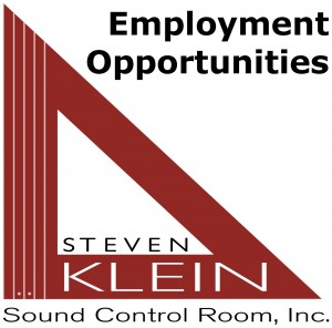 Employment Opportunity to join the team at Steven Klein's Sound Control Room, Inc.