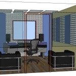 Acoustic Room Kit with fabric wrapped panel, pyramid foam, bass trap, for home studio, audio production.