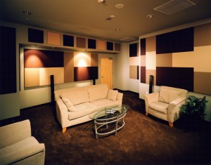 2 Panasonic Research Laboratory - custom acoustic design - fabric wrapped panel - screening room design - sound absorption treatment