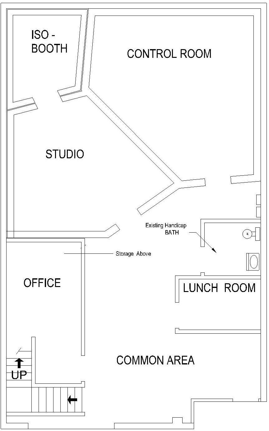 Floor Plan for Recording Studio In Existing Commercial Space